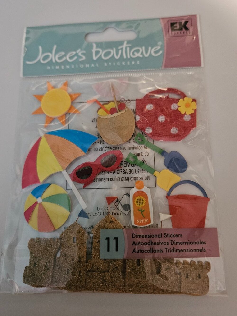 JOLEE'S BOUTIQUE DIMENSIONAL SAND CASTLE BEACH SCRAPBOOKING VACATION STICKERS